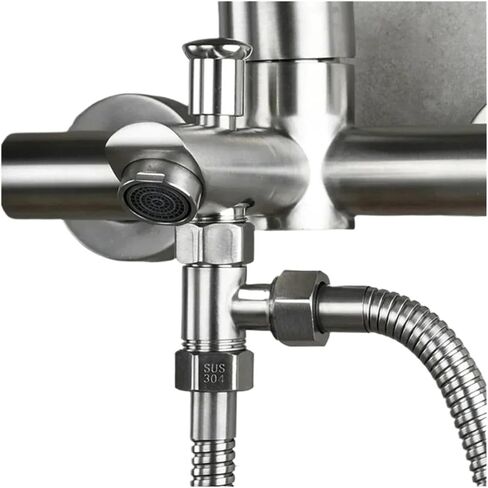 G1/2 3 طريقة T-محول الحمام دش صنبور المياه الفاصل دش ومرحاض صمام رذاذ فوهة محول الفولاذ المقاوم للصدأ in Kuwait