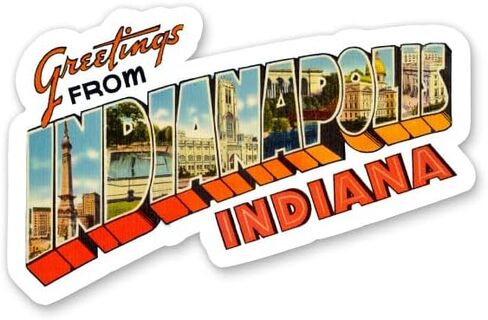 Squiddy Greetings from Indianapolis Indiana - Vinyl Sticker Decal for Phone, Laptop, Water Bottle (4" Wide) in Saudi Arabia