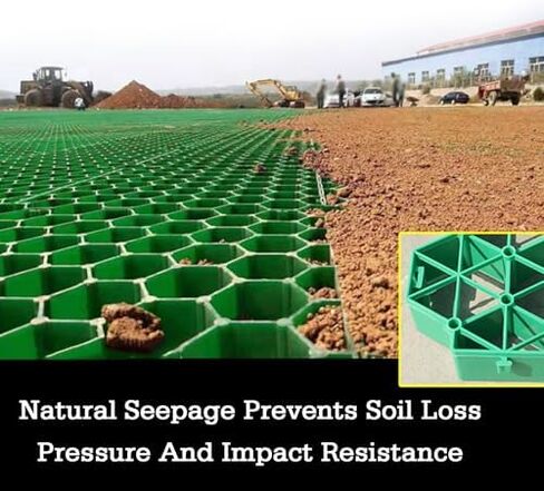 Plastic Gravel Driveway Grid Paving Slab – 4 Grids = 1m² (50x50cm, Green) for Grass Reinforcement, Pathway & Road Stabilization (8 Pieces, 4cm Thickness) in Kuwait