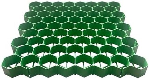 نظام شبكي بلاستيكي مثبت للممر - مجموعة من الحصى والحشائش للممرات والمنحدرات والحدائق ومواقف السيارات (أخضر، 1 متر مربع، 16 قطعة، سمك 5 سم) in Kuwait