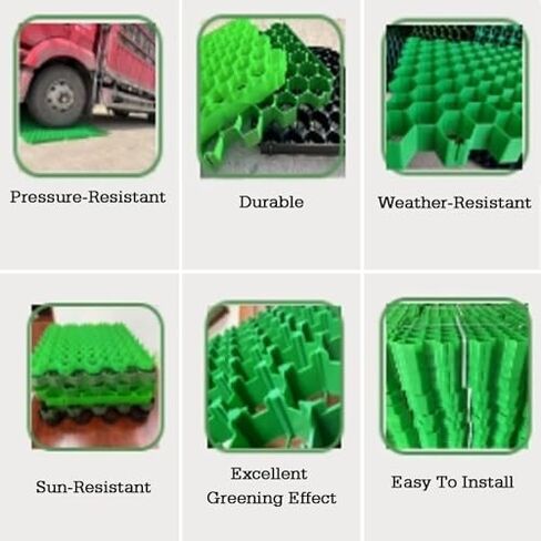 Green Plastic Gravel Driveway Grid - 4 Grids (50x50cm), 1m² Paving Slab Base for Pathway Reinforcement - Durable Grass Road Support (8 Pieces) in Kuwait