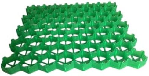 Plastic Gravel Driveway Grid System for Pathway Reinforcement - 4 Grids (50x50cm, Green) - Durable Paving Slab Base for Stable Grass Roads (8 Pieces, 4cm Depth) in Kuwait