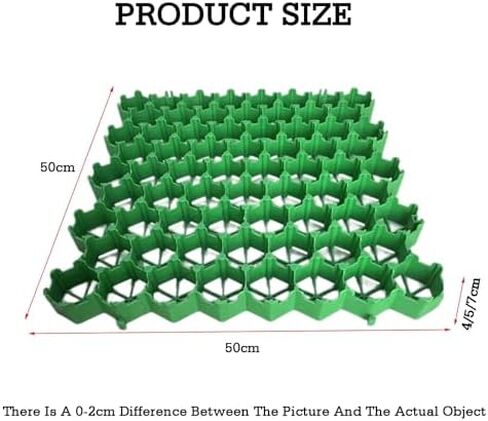 Plastic Gravel Driveway Grid System for Pathway Reinforcement - 4 Grids (50x50cm, Green) - Durable Paving Slab Base for Stable Grass Roads (8 Pieces, 4cm Depth) in Kuwait