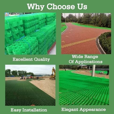 Plastic Gravel Driveway Grid System for Pathway Reinforcement - 4 Grids (50x50cm, Green) - Durable Paving Slab Base for Stable Grass Roads (8 Pieces, 4cm Depth) in Kuwait