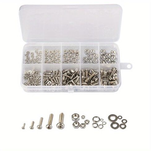 320pcs Screw Assortment Kit S304 Stainless M2-M5 Metric Screws Nuts Bolts Organizer Box for Electronics Repair and DIY, Silvery in Saudi Arabia