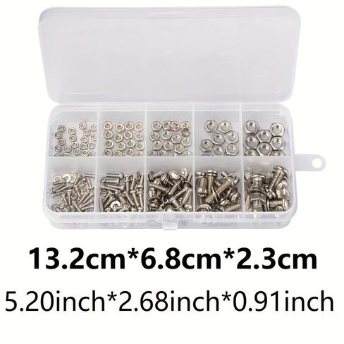 320pcs Screw Assortment Kit S304 Stainless M2-M5 Metric Screws Nuts Bolts Organizer Box for Electronics Repair and DIY, Silvery in Saudi Arabia