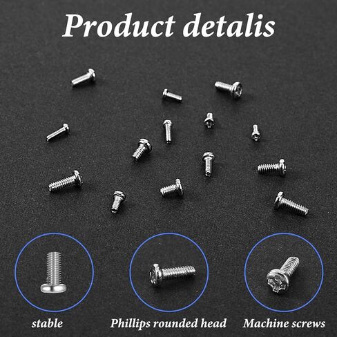 800Pcs Tiny Screws for Electronics Mini Screw Assortment Kit M1/M1.2/M1.4/M1.6/M1.7 Micro Pan Head Small Machine Screws for Eletronic Equipment Repair Mobile Phone Eyeglasses Watch Clocks in Saudi Arabia