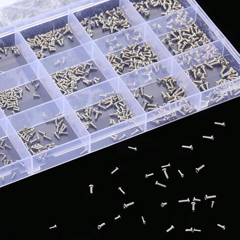 800Pcs Tiny Screws for Electronics Mini Screw Assortment Kit M1/M1.2/M1.4/M1.6/M1.7 Micro Pan Head Small Machine Screws for Eletronic Equipment Repair Mobile Phone Eyeglasses Watch Clocks in Saudi Arabia