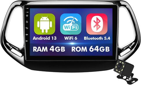10.1 Inch IPS Touchscreen Android 13 Car Stereo for Jeep Compass 2 MP 2017-2019 with Wireless CarPlay & Android Auto 2+32GB Car Radio, Support GPS, WiFi 6, Bluetooth,5.4, FM Radio, Backup Camera, SWC in Saudi Arabia