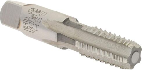 حنفية أنابيب Hertel، 1/8-27 NPT، 5 مزامير، فولاذ عالي السرعة، لمسة نهائية لامعة، خيط متقطع، خطاف عادي in Kuwait