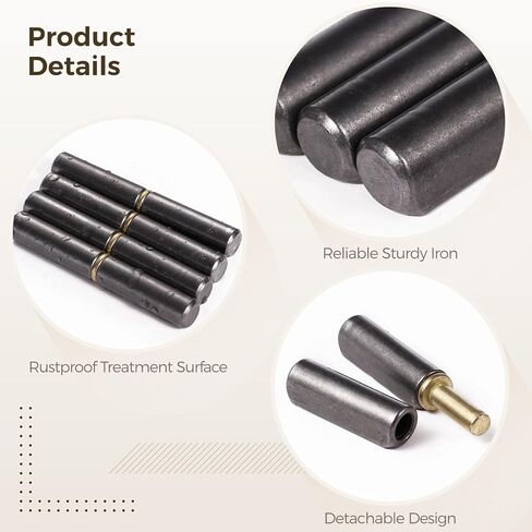 Generic 10 Pcs Weldable Barrel Hinges for Swing Doors, Heavy Duty Metal Detachable Hinge, 2-1/4 in Weld On Door Hinges, Windows, Trailer Gates, Trailer Ramps in Saudi Arabia