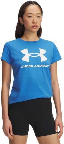 Under Under Armor Women Live Sportstyle Graphic Short Sleeve Crew Neck T-Shirt ، (402) Blue Atlantis / / White ، XX-Large in Saudi Arabia