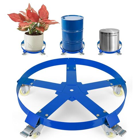55 Gallon Heavy Duty Drum Dolly, 1,250 Pound Capacity,Barrel Dolly Cart Drum Caddy with Cross Braces & Swivel Casters Wheel,Non Tipping Design,Barrel Cart with Brake for Warehouse Drum Handling in Saudi Arabia