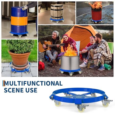 55 Gallon Heavy Duty Drum Dolly, 1,250 Pound Capacity,Barrel Dolly Cart Drum Caddy with Cross Braces & Swivel Casters Wheel,Non Tipping Design,Barrel Cart with Brake for Warehouse Drum Handling in Saudi Arabia