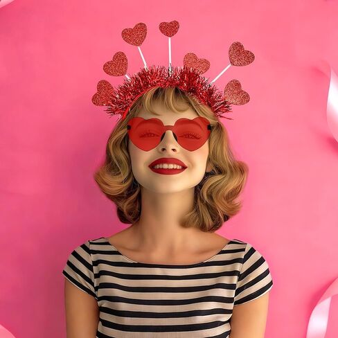 KHC-KHF Heart-Boppers Headbands Head Boppers Heart Shape Sunglasses Love Party Props Wedding Birthday Costume Accessories Kids Adult Valentine Cosplay in Kuwait