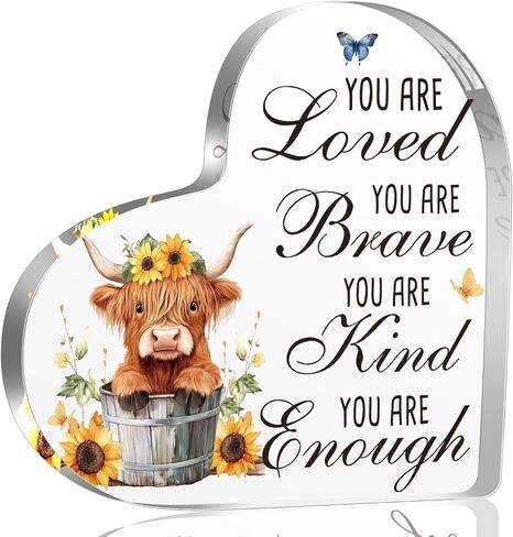 Spring Decorations Highland Cow Gifts for Women Friends Daughter Sister, Every day is a New Beginning Motivational and Inspirational Decorations for Home Bathroom, Housewarming Acrylic Keepsake Gifts in Kuwait