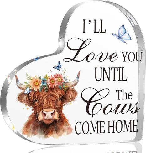 Spring Decorations Highland Cow Gifts for Women Friends Daughter Sister, Every day is a New Beginning Motivational and Inspirational Decorations for Home Bathroom, Housewarming Acrylic Keepsake Gifts in Kuwait