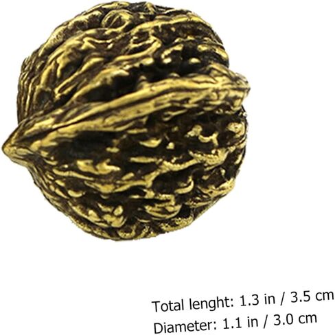 PLAFOPE مقبض الجوز النحاسي القديم قطعة لعب صلبة كبيرة مادة تسلية لتخفيف التوتر وممارسة الأصابع للديكور ودعائم الصور in Kuwait