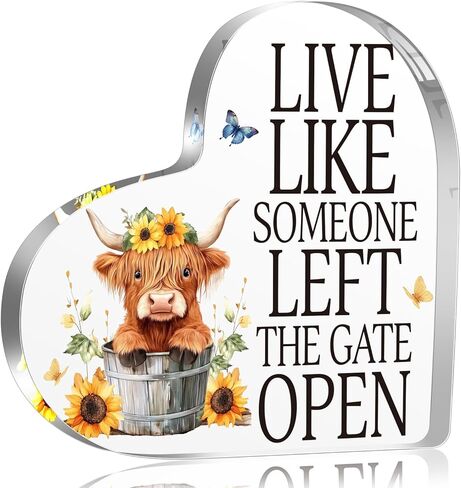 Spring Decorations Highland Cow Gifts for Women Friends Daughter Sister, Every day is a New Beginning Motivational and Inspirational Decorations for Home Bathroom, Housewarming Acrylic Keepsake Gifts in Kuwait