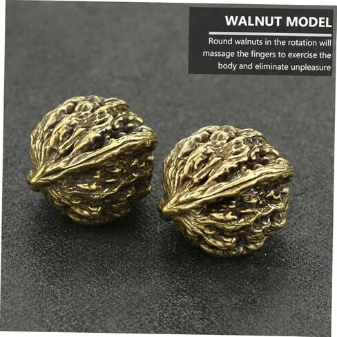 PLAFOPE مقبض الجوز النحاسي القديم قطعة لعب صلبة كبيرة مادة تسلية لتخفيف التوتر وممارسة الأصابع للديكور ودعائم الصور in Kuwait