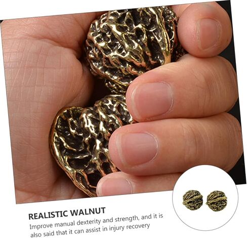 PLAFOPE مقبض الجوز النحاسي القديم قطعة لعب صلبة كبيرة مادة تسلية لتخفيف التوتر وممارسة الأصابع للديكور ودعائم الصور in Kuwait