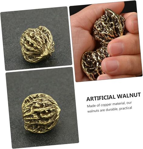 PLAFOPE مقبض الجوز النحاسي القديم قطعة لعب صلبة كبيرة مادة تسلية لتخفيف التوتر وممارسة الأصابع للديكور ودعائم الصور in Kuwait