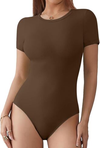 ATHMILE Tank Top Body Suits Women Sexy Crew Neck Racerback Halter Ribbed Sleeveless Bodysuit for Women in Kuwait