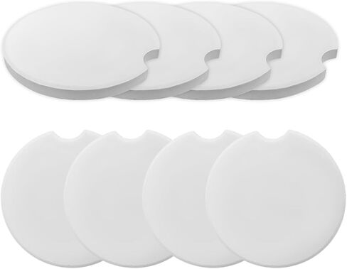 YTFRL 4 PCS Sublimation Blanks Car Coasters, 2.6" Ceramic Blank Cup Coasters with Finger Notch for Easy Removal, Absorbent Car Cup Holder Drink Mat Non-Scratch Pad with Cork Base in Saudi Arabia