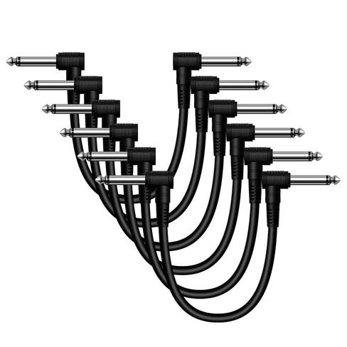 Heams Professional 6 Pack of 6 Inch Guitar Patch Cable, Noise Free and Long-Lasting Guitar Pedal Cable, Right Angle Pedal Board Cables, Black in Saudi Arabia