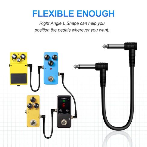 Heams Professional 6 Pack of 6 Inch Guitar Patch Cable, Noise Free and Long-Lasting Guitar Pedal Cable, Right Angle Pedal Board Cables, Black in Saudi Arabia