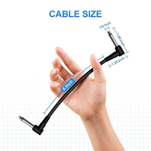 Heams Professional 6 Pack of 6 Inch Guitar Patch Cable, Noise Free and Long-Lasting Guitar Pedal Cable, Right Angle Pedal Board Cables, Black in Saudi Arabia
