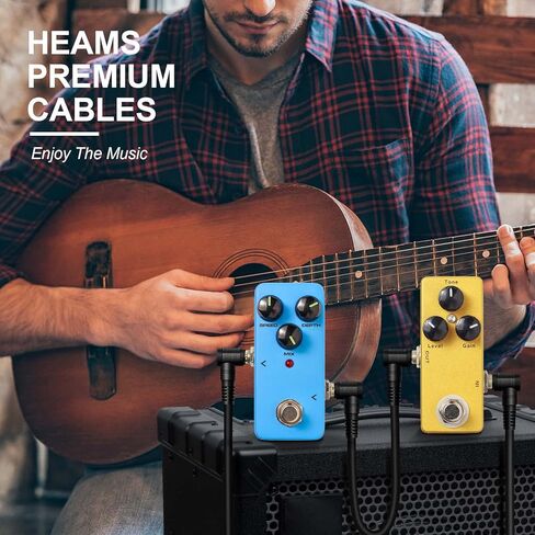 Heams Professional 6 Pack of 6 Inch Guitar Patch Cable, Noise Free and Long-Lasting Guitar Pedal Cable, Right Angle Pedal Board Cables, Black in Saudi Arabia