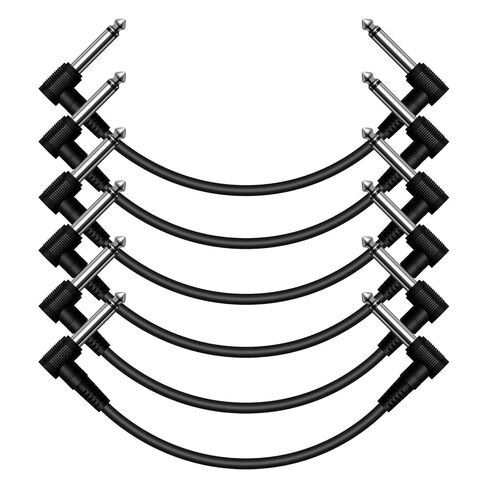 Heams Professional 6 Pack of 6 Inch Guitar Patch Cable, Noise Free and Long-Lasting Guitar Pedal Cable, Right Angle Pedal Board Cables, Black in Saudi Arabia