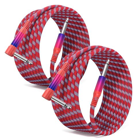 Elebase 1/4 بوصة TS كابل الغيتار 3M/10ft 2pack ، Mono مستقيم 6.35 مم الأداة ، ربع بوصة الذكور إلى خط الصوت الذكور للغيتار الكهربائي ، الباص ، لوحة المفاتيح ، مكبرات الصوت ، مكبرات الصوت ، الدواسات in Saudi Arabia