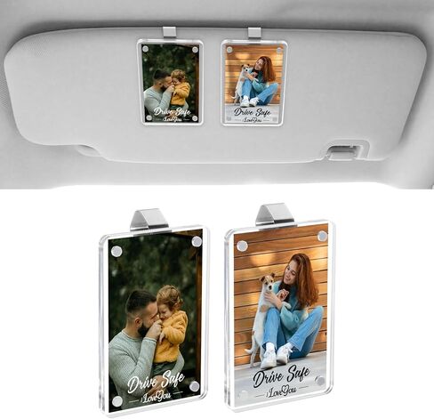 PIFOOG 2 Pack Car Visor Picture Holders Clip Photo Frame Acrylic Magnetic Display Pictures Frames for Cars Sun Visor Personalized Memorial Presents for Mother Dad Friends Transparent 2.5 × 3.7 inch in Kuwait
