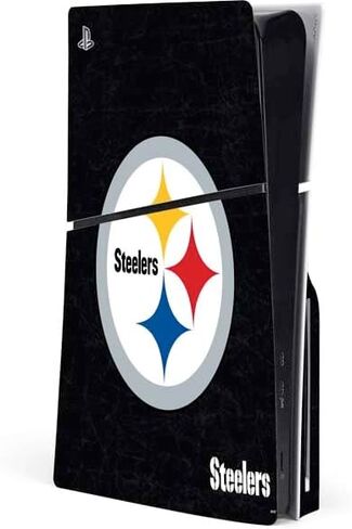 Skinit Decal Gaming Skin Compatible with PS5 Slim Disk Console - Officially Licensed NFL Pittsburgh Steelers Design in Saudi Arabia
