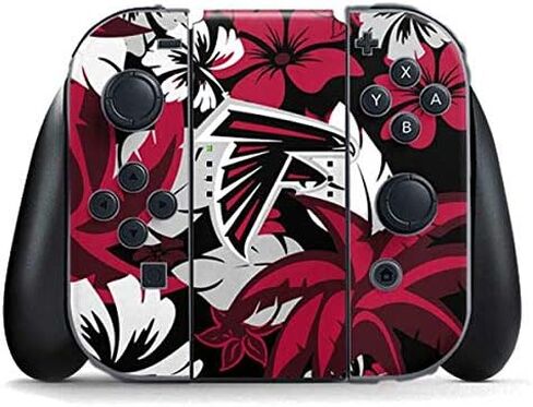 Skinit Decal Gaming Skin Compatible with Nintendo Switch Joy Con Controller - Officially Licensed NFL Atlanta Falcons Tropical Print Design in Saudi Arabia