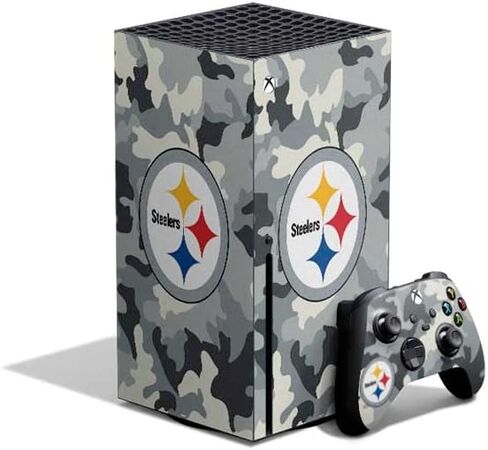 ملصق Skinit المخصص للألعاب متوافق مع حزمة Xbox Series X - تصميم مموه مرخص رسميًا من NFL Pittsburgh Steelers in Kuwait