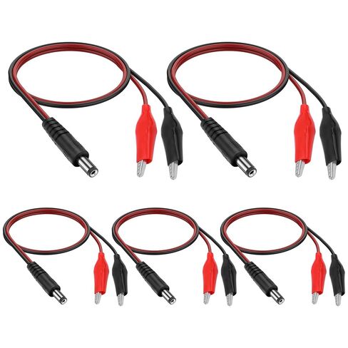 MEIRIYFA DC 5.5x2.1 مم إلى كابل اختبار مشبك التمساح، DC 5521 ذكر إلى مشبك التمساح المزدوج موصل محول الطاقة 12 فولت لإمدادات الطاقة، DIY، CCTV، موصلات اختبار 52 سم /20.47 بوصة -5 قطع in Saudi Arabia