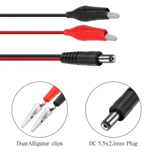 MEIRIYFA DC 5.5x2.1 مم إلى كابل اختبار مشبك التمساح، DC 5521 ذكر إلى مشبك التمساح المزدوج موصل محول الطاقة 12 فولت لإمدادات الطاقة، DIY، CCTV، موصلات اختبار 52 سم /20.47 بوصة -5 قطع in Saudi Arabia