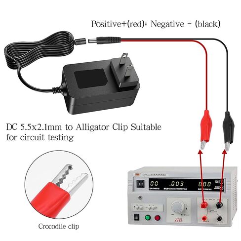 MEIRIYFA DC 5.5x2.1 مم إلى كابل اختبار مشبك التمساح، DC 5521 ذكر إلى مشبك التمساح المزدوج موصل محول الطاقة 12 فولت لإمدادات الطاقة، DIY، CCTV، موصلات اختبار 52 سم /20.47 بوصة -5 قطع in Saudi Arabia