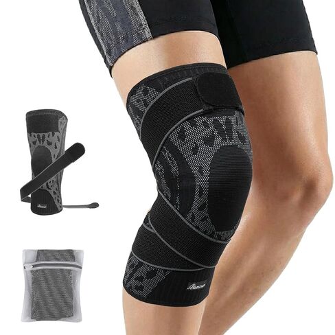 BLISSTAO Wrestling Knee Pad, BJJ Knee Sleeve with Detachable Straps – Anti-Slip Compression Brace with Full Knee Cap Protection – for BJJ, Wrestling, Judo, MMA, Basketball, Tennis & Running Sports (Size M) in Saudi Arabia