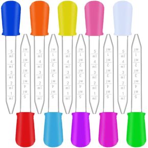 Hofull 10-Pack 5ml Silicone Droppers - 10 Colors Graduated Pipettes for Candy Mold, Kitchen Oil & Science Experiments in Kuwait