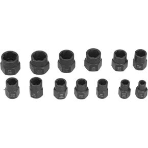 مجموعة مستخرج صواميل Pssopp، فولاذ موليبدينوم الكروم، مزيل براغي/مثبت للصدمات للبراغي التالفة، 13 قطعة مقاس مقبس 8 مم إلى 19 مم لإصلاح السيارات in Kuwait