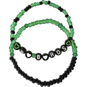 Zylaphia 2Pcs Bracelet for Football Fans - Green Football Fan Bracelets, Gameday Cheerleader Accessories for Tailgate Party Outfits Women in Kuwait