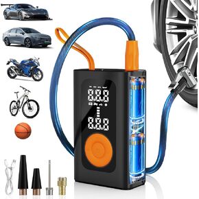ضاغط الهواء المحمول في إطارات الإطارات لإطارات السيارات ، مضخة الهواء اللاسلكي السريع 2x مع مقياس ضغط إطارات السيارة ، 150 PSI إطارات محمولة للدراجة النارية للدراجة (أسود ، قياسي) in Kuwait