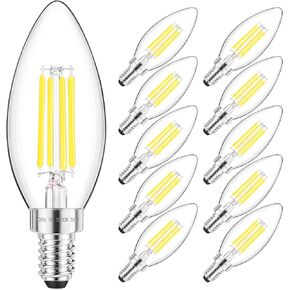 GGOYING E12 Candelabra LED Bulb 60W Equivalent, 600LM Dimmable Chandelier Light Bulbs, 5000K Daylight White, 85+ CRI Candle Base Clear Filament Bulbs, 4-Pack in Saudi Arabia