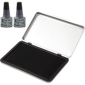 2 Pack Large Stamp Pad with Ink Refill, 3.9"x 6.2" Premium Quality Felt Black Ink Pad for Office and Home(2 Bottles Ink Included) in Saudi Arabia