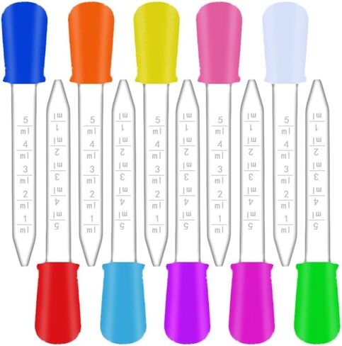 Hofull 10-Pack 5ml Silicone Droppers - 10 Colors Graduated Pipettes for Candy Mold, Kitchen Oil & Science Experiments in Kuwait