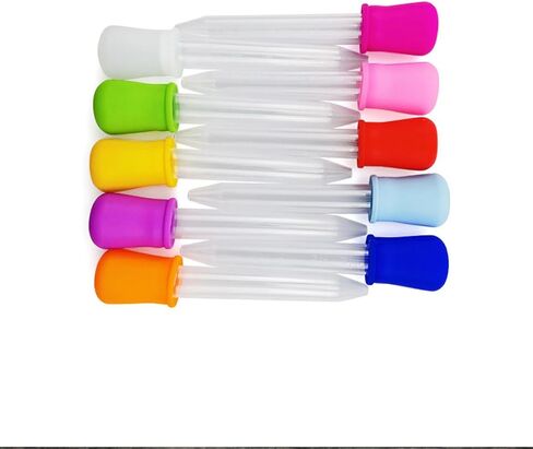 Hofull 10-Pack 5ml Silicone Droppers - 10 Colors Graduated Pipettes for Candy Mold, Kitchen Oil & Science Experiments in Kuwait